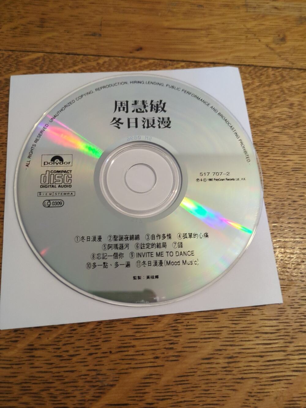 周慧敏冬日浪漫 Cd Disc Only